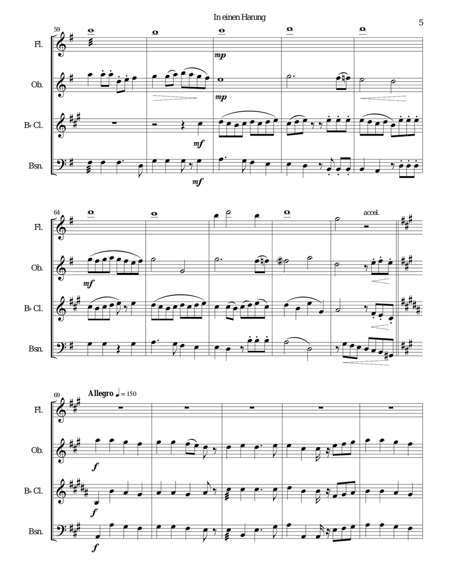 In einen Harung (The herring song) for woodwind quartet Woodwind Quartet scores gallery preview page 6