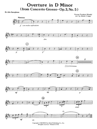 Overture in D minor (Concerto Grosso): E-flat Alto Saxophone