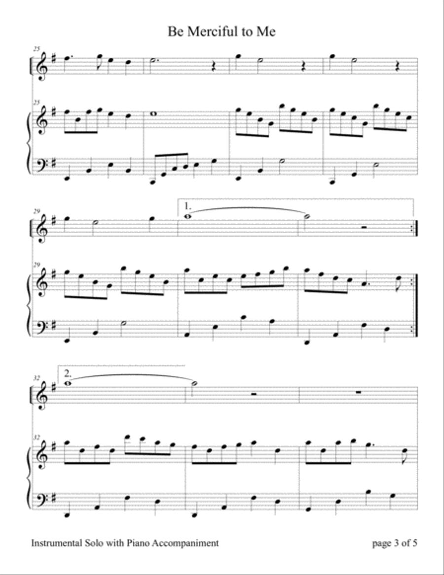 Be Merciful to Me ~ Psalm 57 (for Flute or Violin Solo with Piano accompaniment) image number null