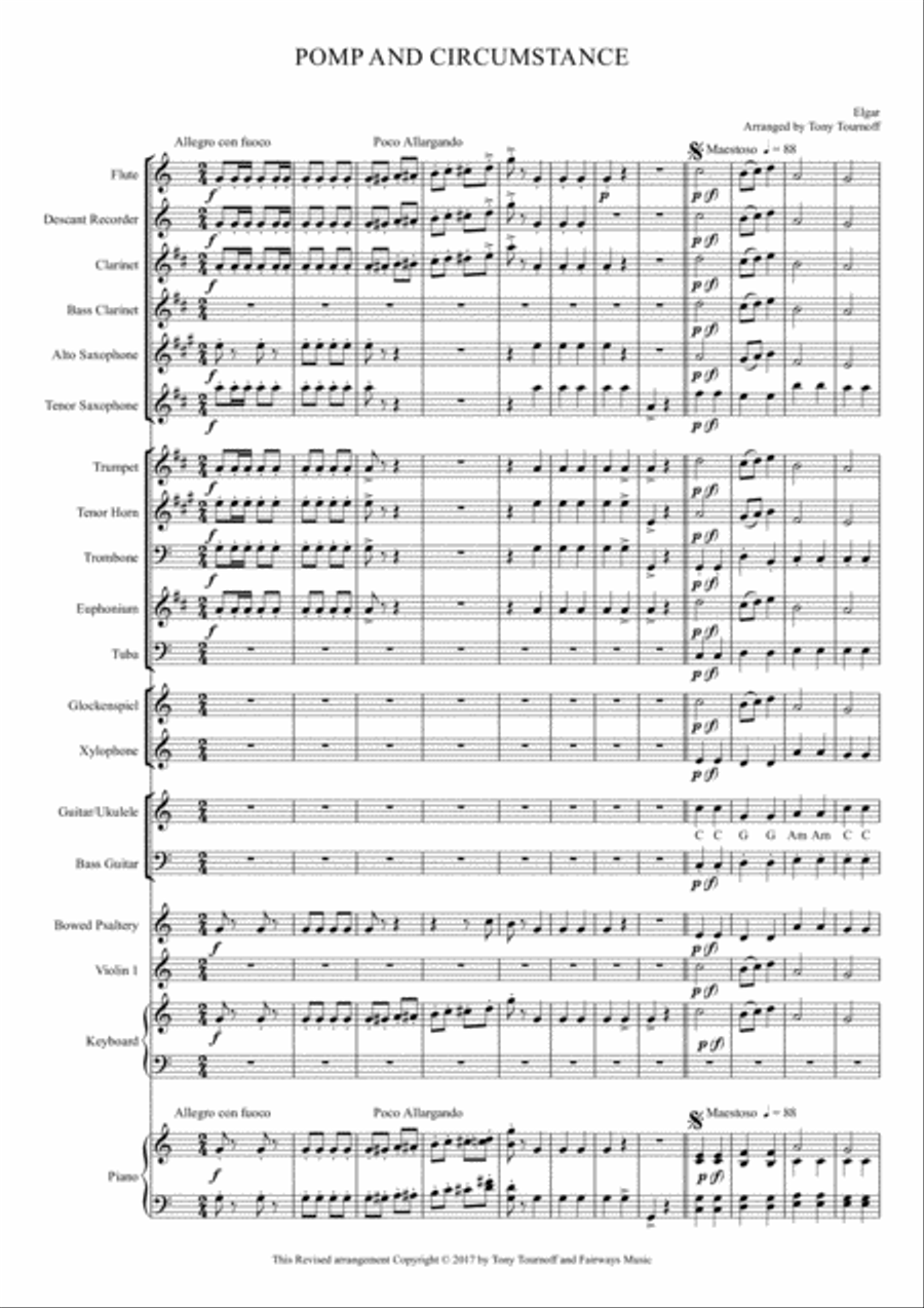 Pomp and Circumstance Marches Nos 1 & 4 (Mixed Ensemble) Large Ensemble scores gallery preview page 1