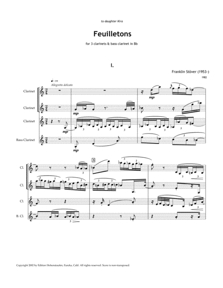 Feuilletons nr. 2, for 3 clarinets & bass clarinet image number null