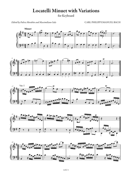 Locatelli Minuet with Variations for Keyboard. Critical Edition