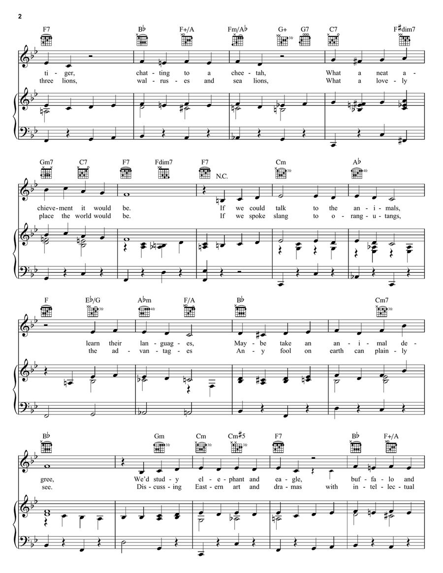 Talk To The Animals Piano, Vocal, Guitar scores gallery preview page 2