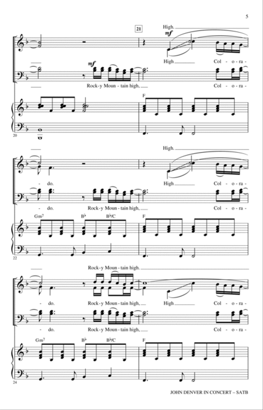 John Denver In Concert (arr. Alan Billingsley) 4-Part scores gallery preview page 4