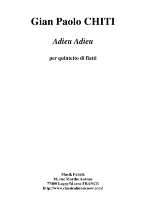 Book cover for Gian Paolo Chiti: Adieu Adieu for wind quintet