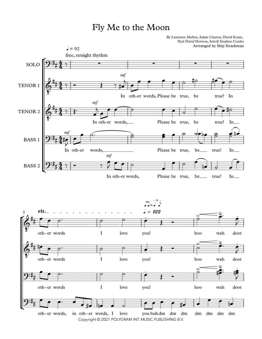 Fly Me To The Moon Fly Me To The Moon TTBB scores gallery preview page 1