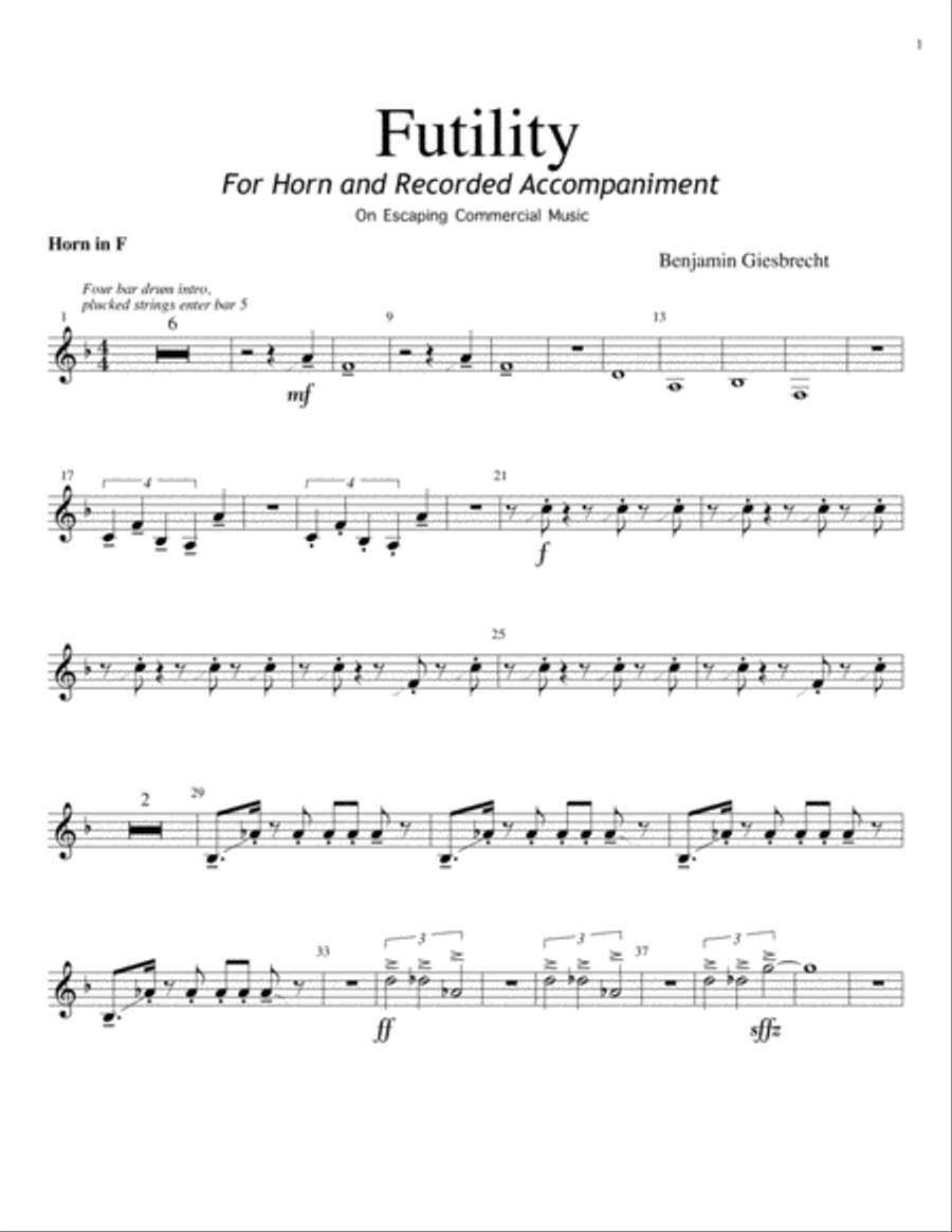 Futility [Horn Transcription] Horn Solo scores gallery preview page 2