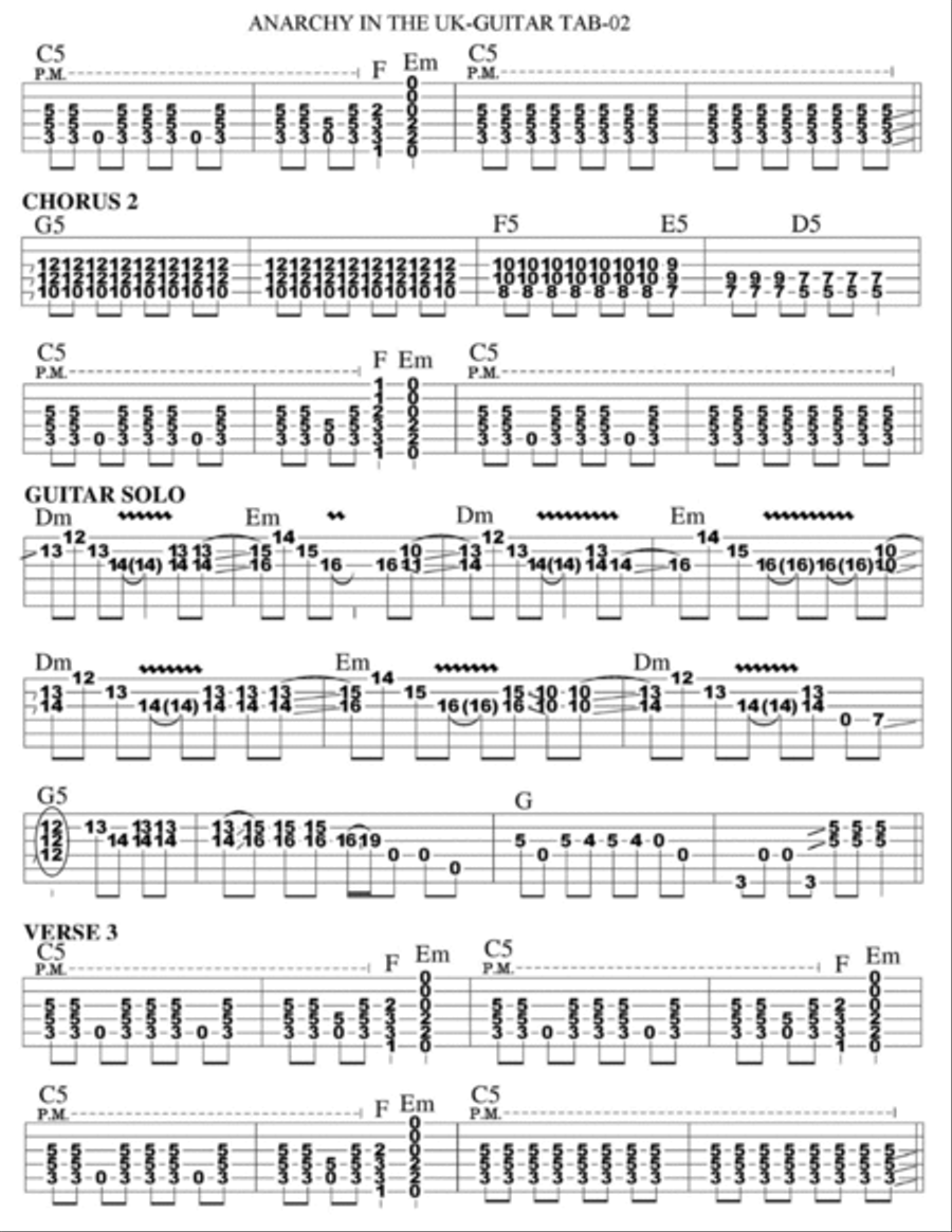 Anarchy In The Uk Anarchy In The Uk Guitar Tablature scores gallery preview page 2