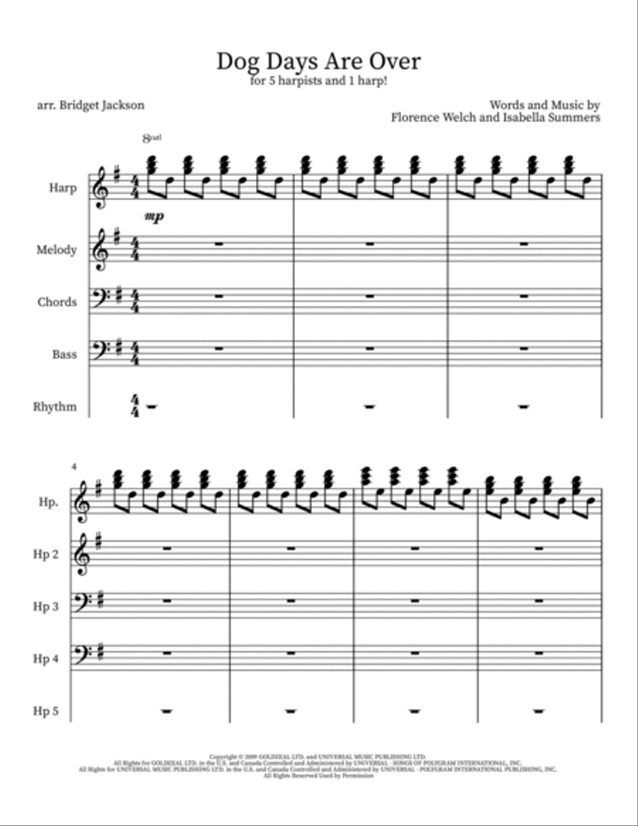 Dog Days Are Over Harp scores gallery preview page 2