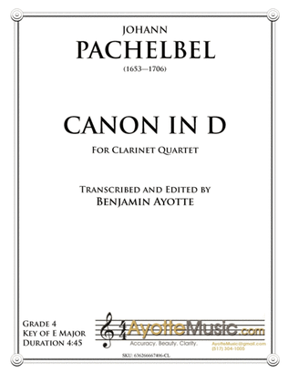 Pachelbel Canon transcribed for Clarinet Quartet