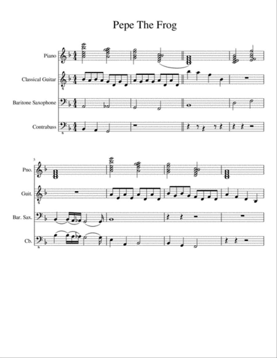 Pepe The Frog Pepe The Frog Piano, Vocal, Guitar scores gallery preview page 1