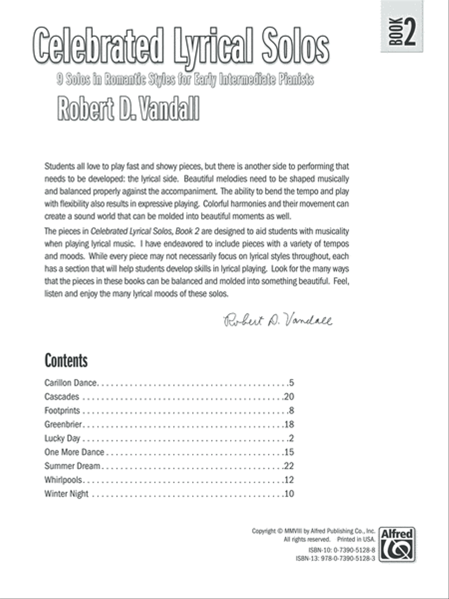 Celebrated Lyrical Solos Piano Solo scores gallery preview page 2