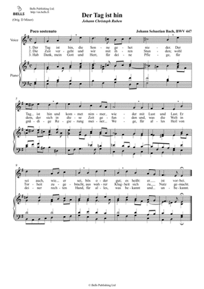 Book cover for Der Tag ist hin, BWV 447 (E minor)