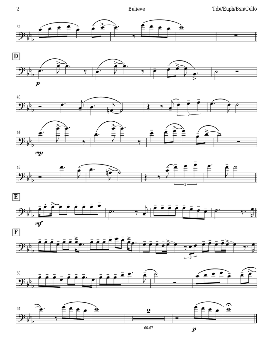Believe Piano scores gallery preview page 2