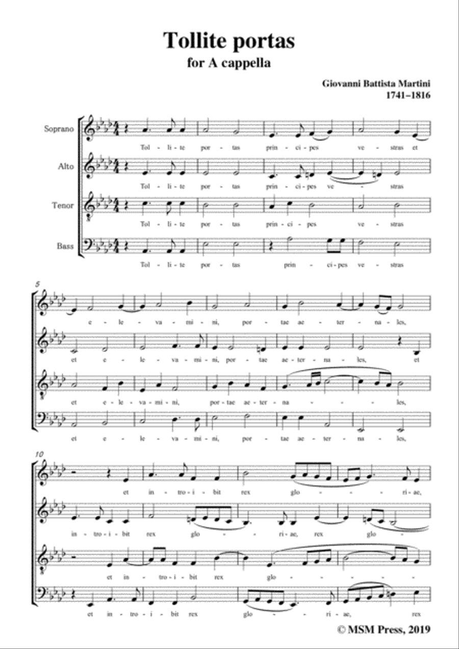 Martini-Tollite portas,in A flat Major,for A cappella 4-Part scores gallery preview page 3