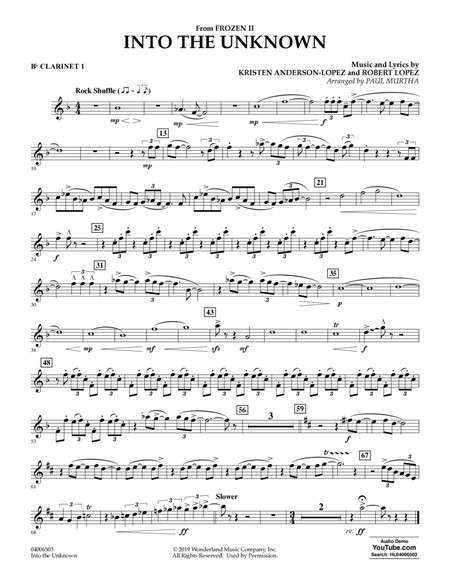 Into the Unknown (from Disney's Frozen 2) (arr. Paul Murtha) - Bb Clarinet 1