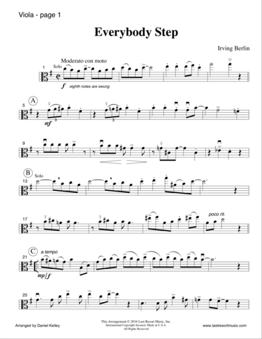 Everybody Step for String Trio- Violin, Viola, Cello String Trio scores gallery preview page 6