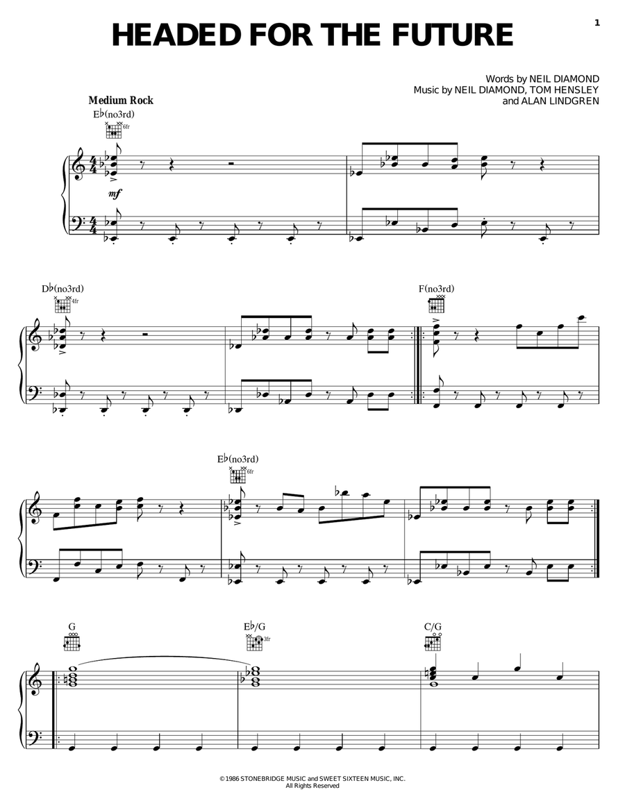 Headed For The Future Headed For The Future Piano, Vocal, Guitar scores gallery preview page 1