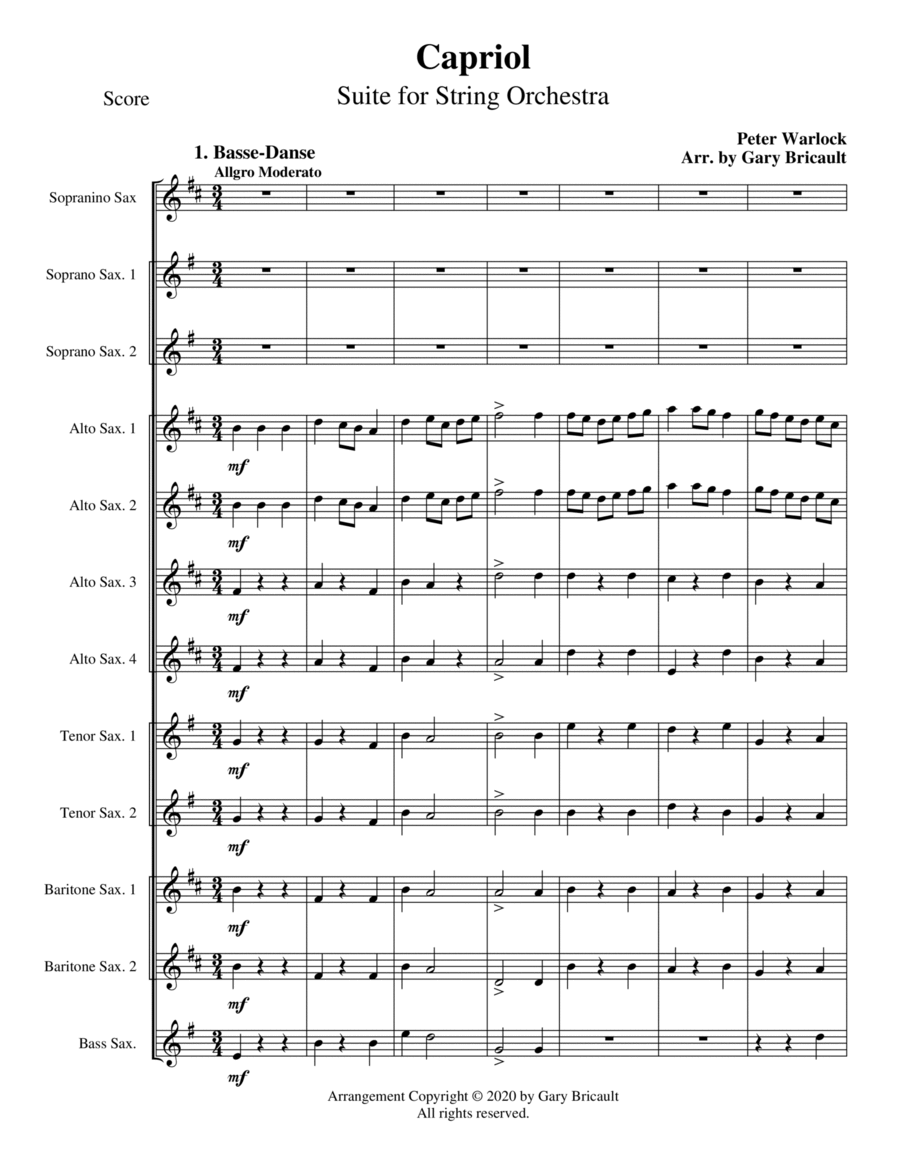 Capriol Suite Capriol Suite Woodwind Ensemble scores gallery preview page 1