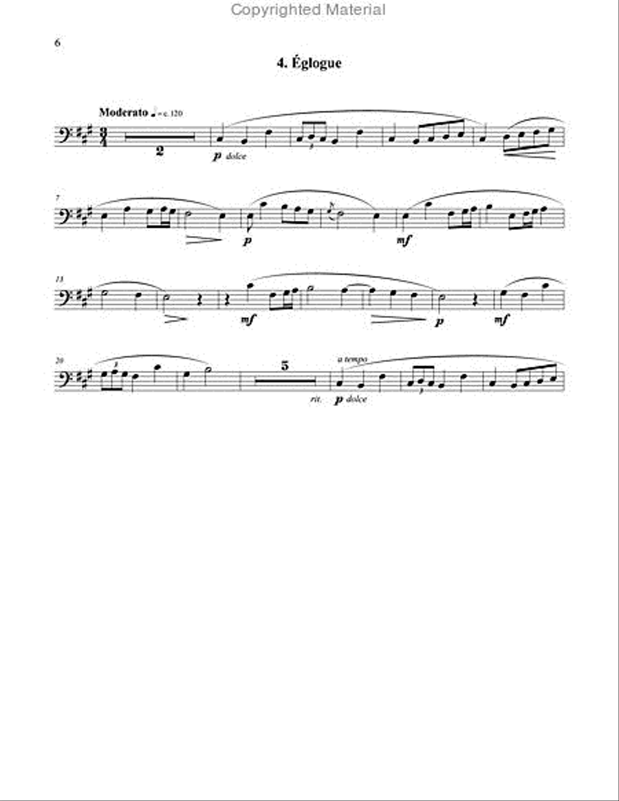 Six Romances Without Words, Op 76 for Tuba or Bass Trombone and Piano Bass Trombone scores gallery preview page 6