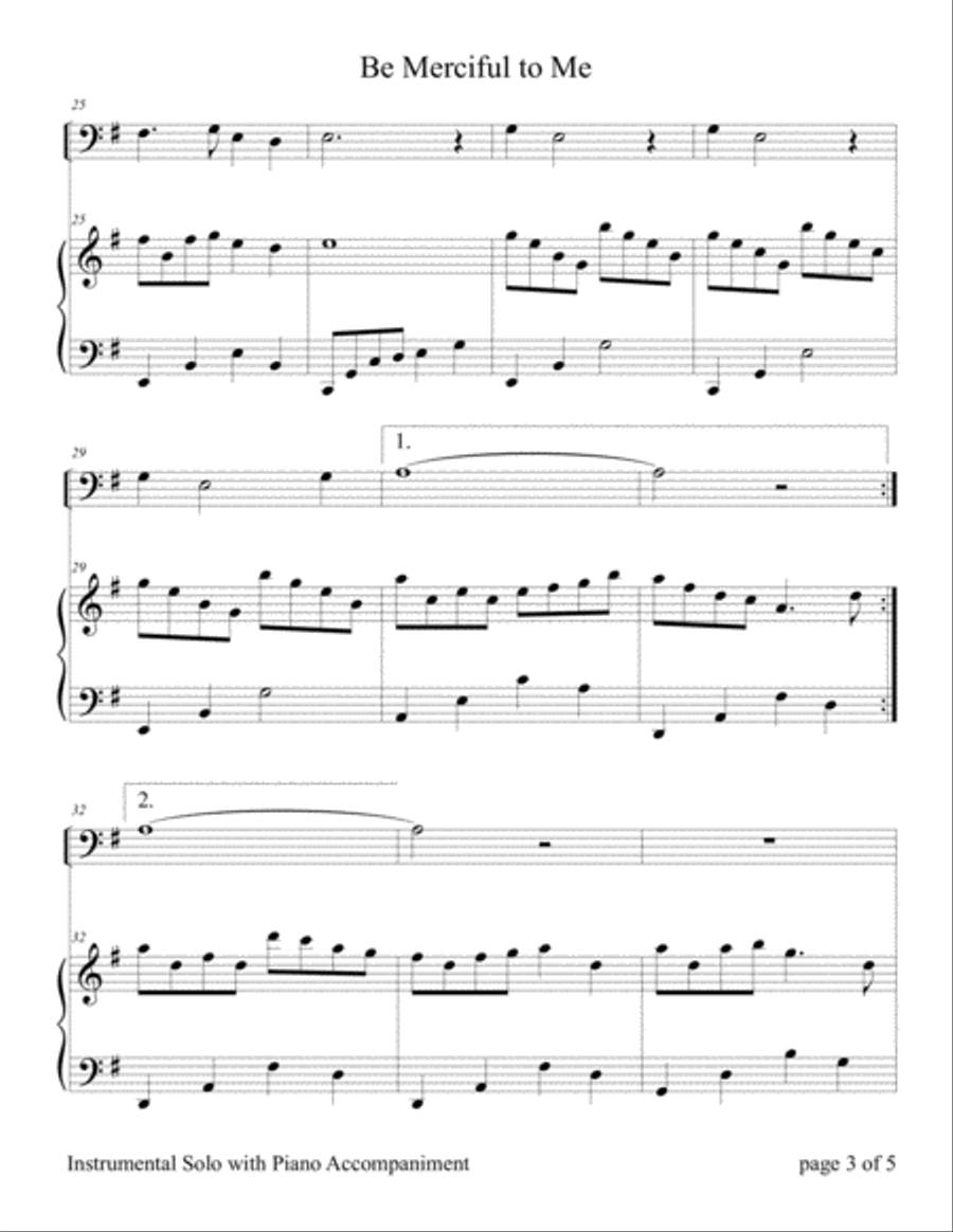 Be Merciful to Me ~ Psalm 57 (for Cello Solo with Piano accompaniment) Piano scores gallery preview page 4