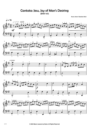 Cantata: Jesu, Joy of Man’s Desiring (EASY PIANO) (BWV 147) [Johann Sebastian Bach]