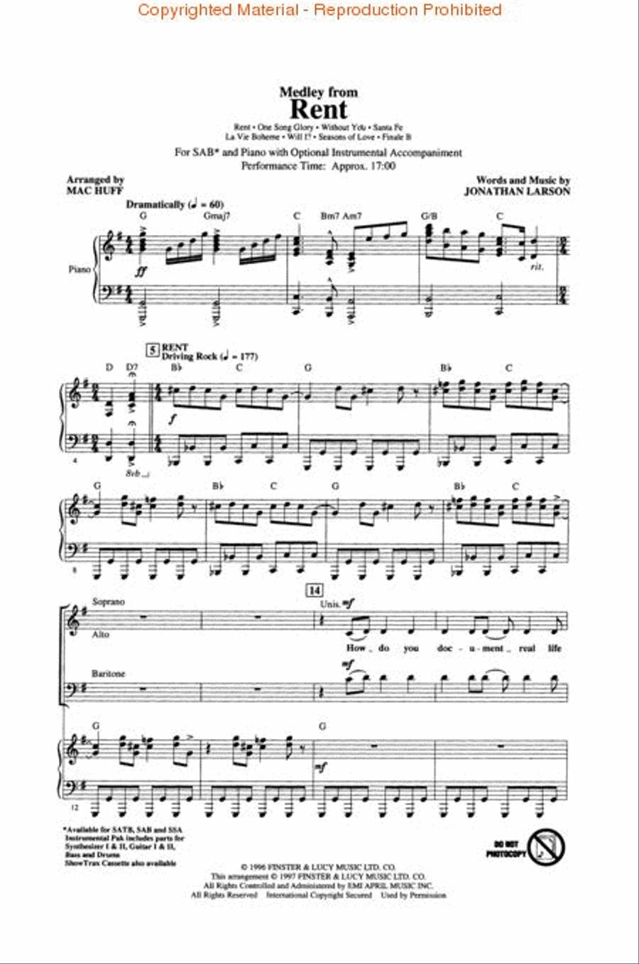 Rent (Medley) Rent (Medley) 3-Part scores gallery preview page 2