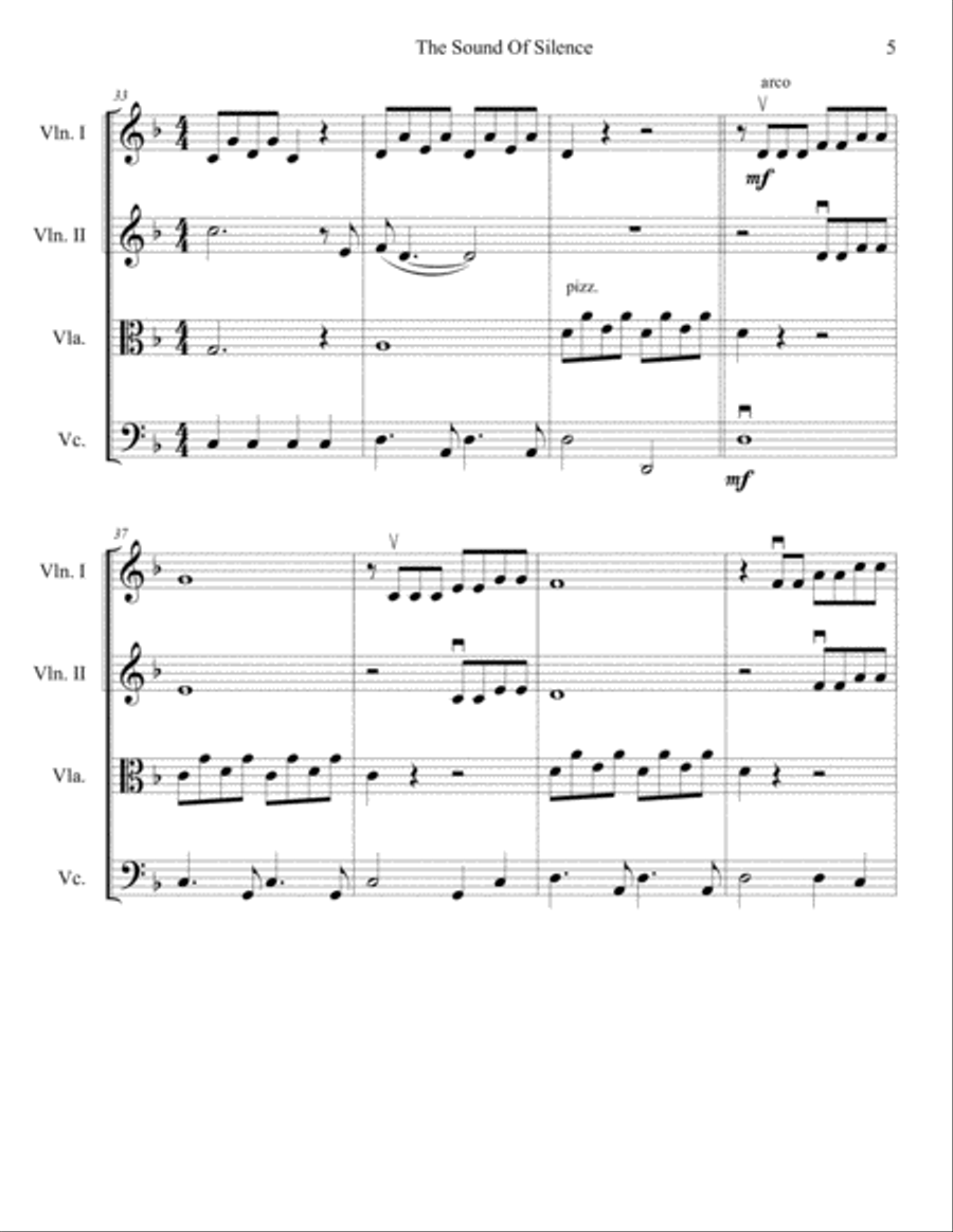 The Sound Of Silence The Sound Of Silence String Quartet scores gallery preview page 6