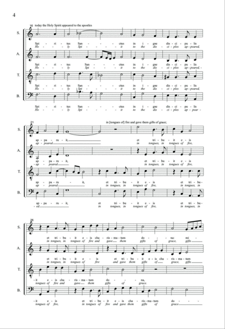 Hodie Completi Sunt Dies Pentecostes 4-Part scores gallery preview page 4