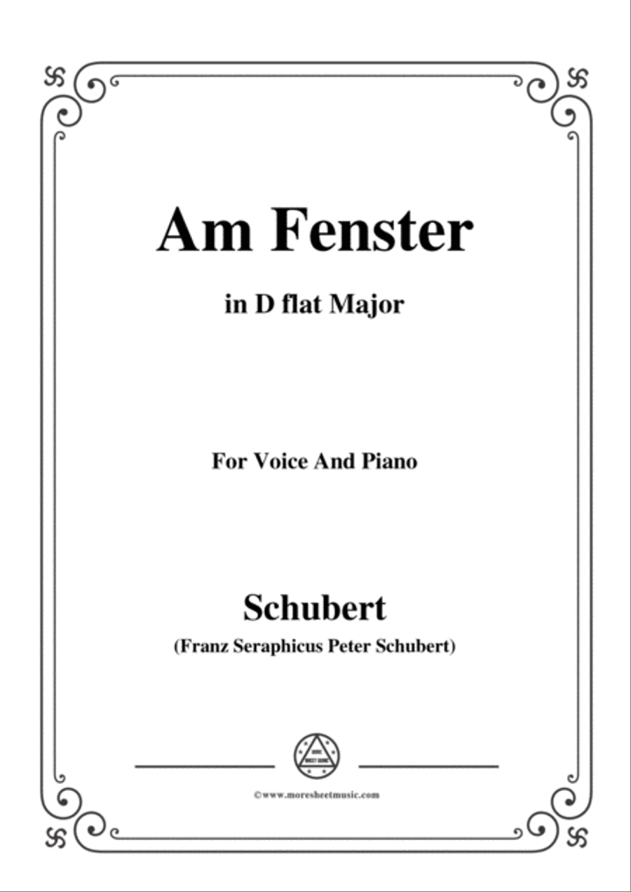 Book cover for Schubert-Am Fenster,Op.105 No.3,in D flat Major,for Voice&Piano