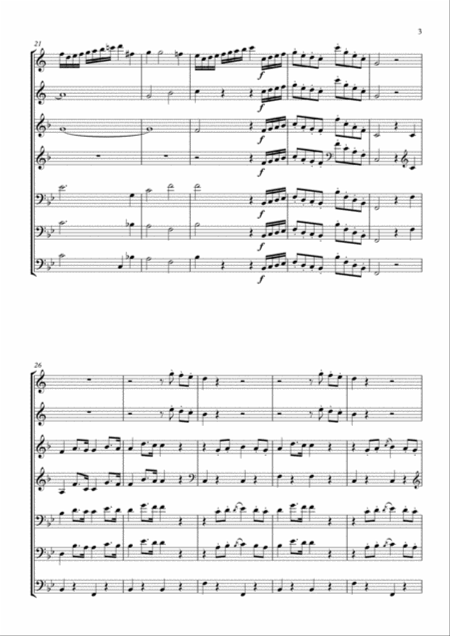 Salieri: Serenade No. 1 for Winds (2 Cl. 2 Hrn. 2 Bsn. C.bass) Small Ensemble scores gallery preview page 3