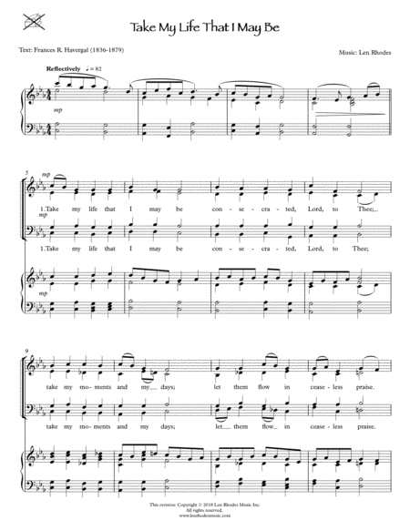 Take My Life That I May Be - for SATB Choir and Piano