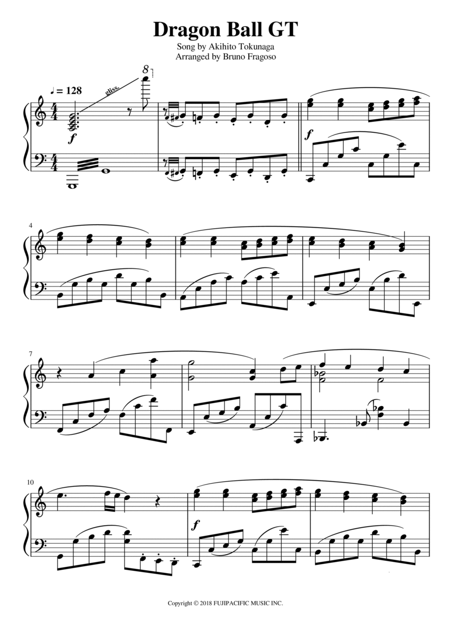 Dragon Ball Gt Piano Solo scores gallery preview page 1