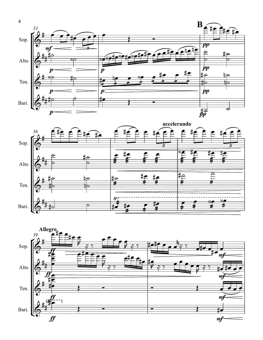 Maurice Ravel - String Quartet in F major I. Allegro moderato – très doux arranged for Saxophone Woodwind Quartet scores gallery preview page 4
