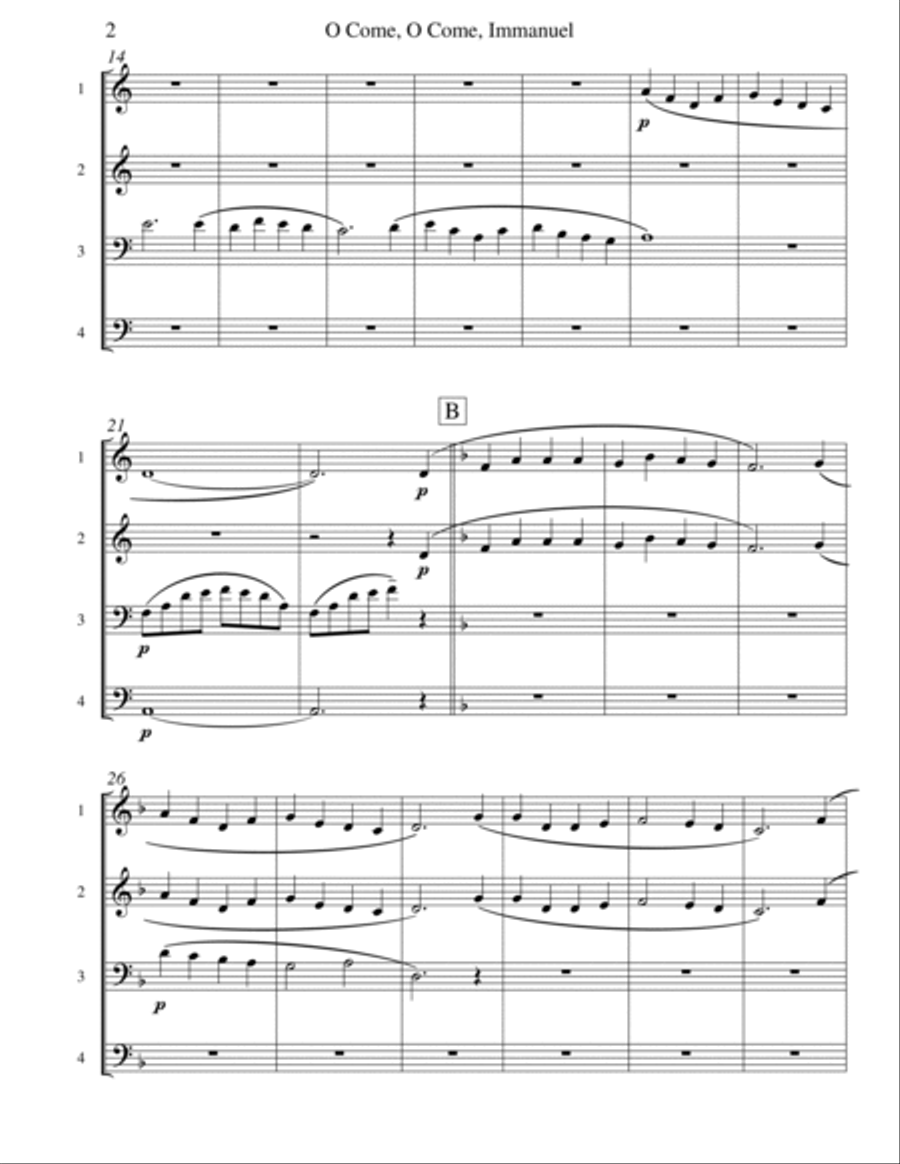 O Come, O Come, Immanuel (Emmanuel) - Brass Quartet Brass Quartet scores gallery preview page 3