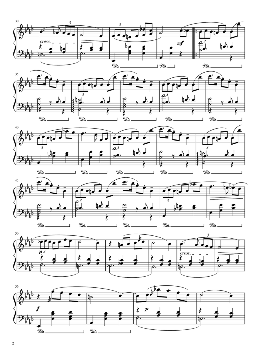 Waltz In A-flat Major, Op. 69, No. 1 Piano Solo scores gallery preview page 2