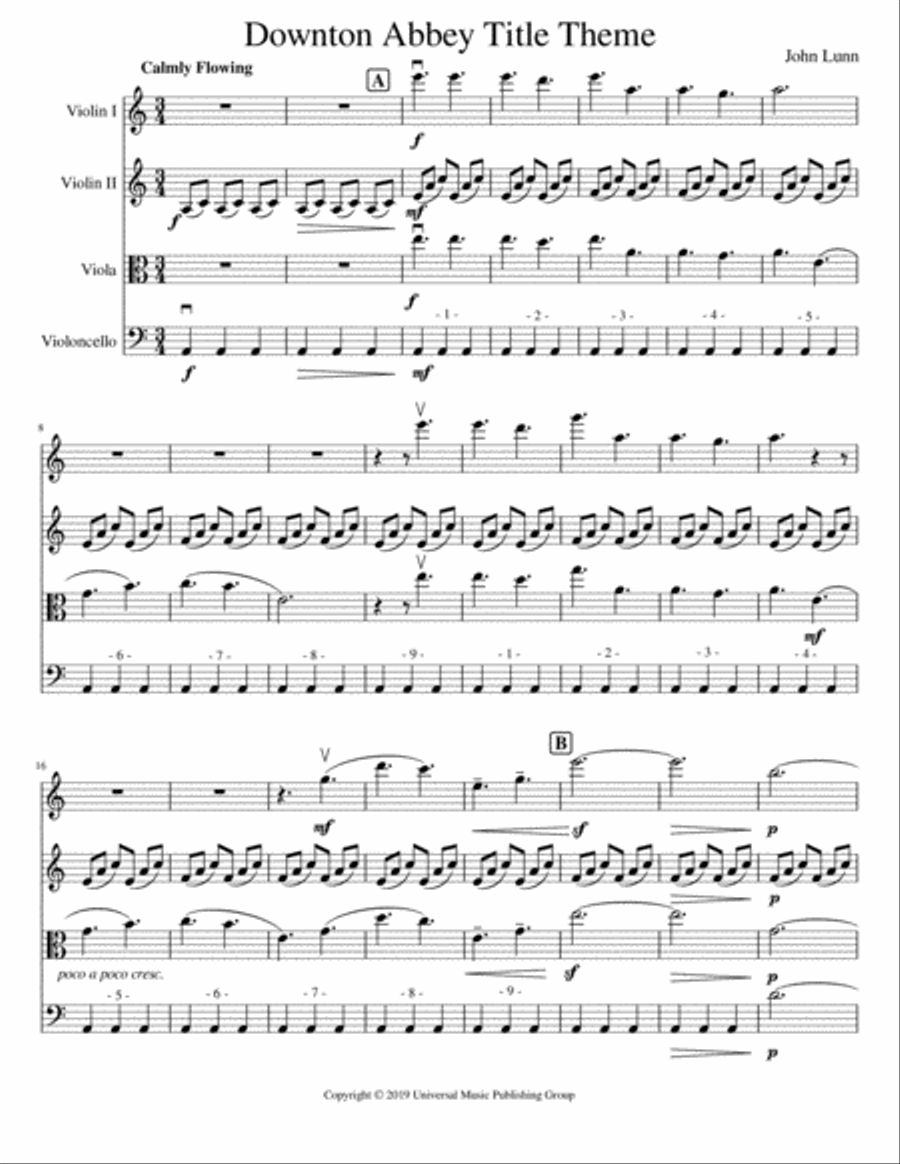Downton Abbey (theme) Downton Abbey (theme) String Quartet scores gallery preview page 2