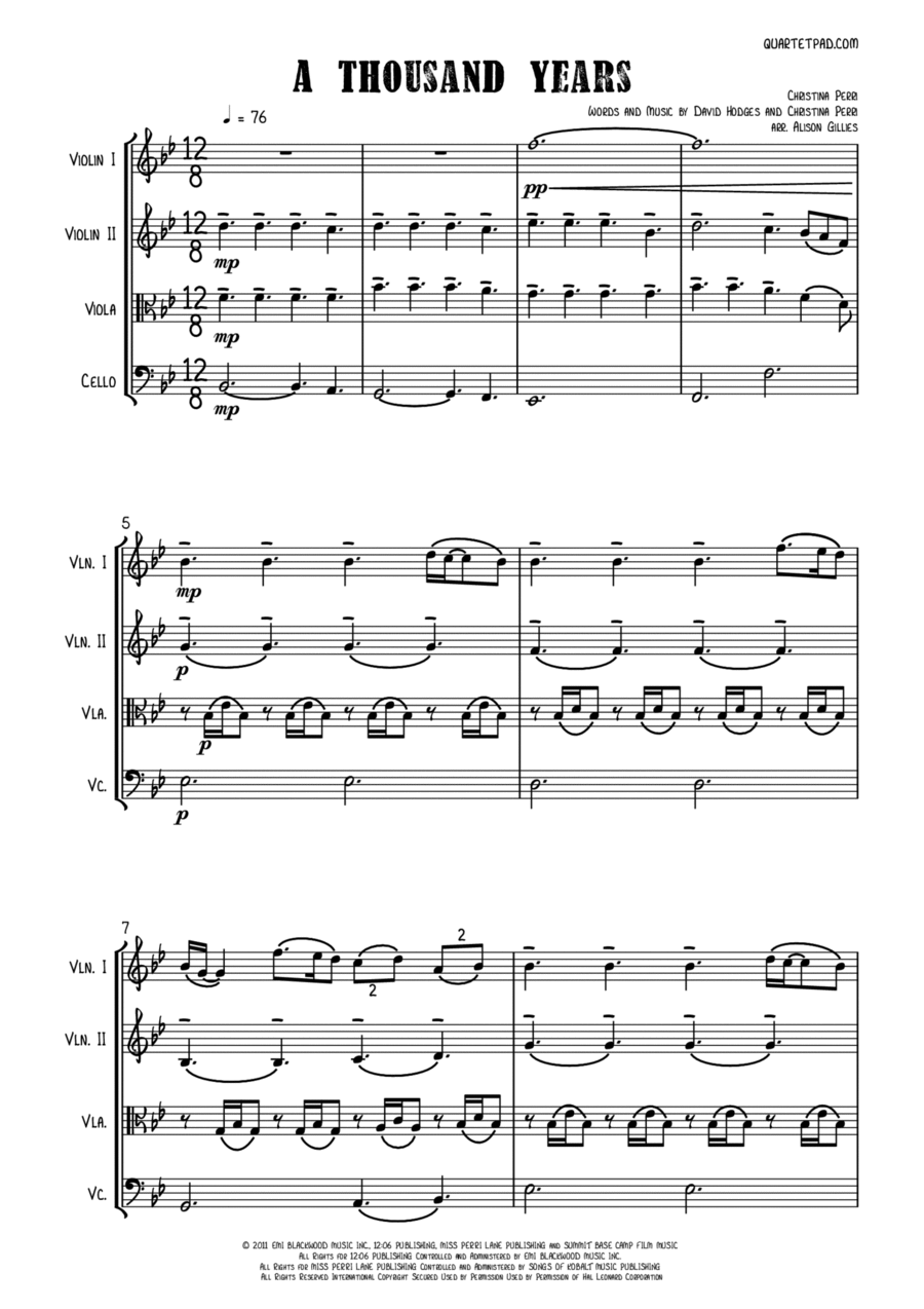 A Thousand Years String Quartet scores gallery preview page 1