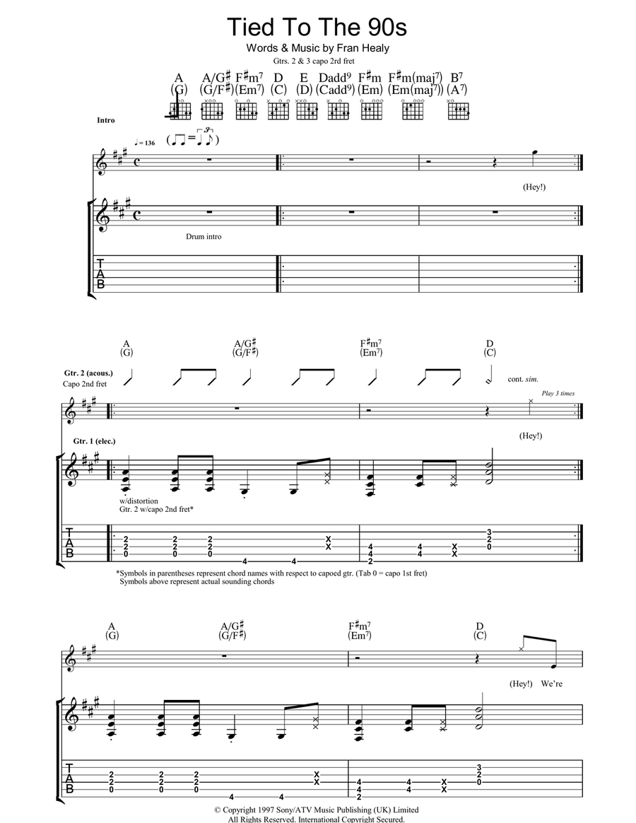 Tied To The 90s Acoustic Guitar scores gallery preview page 1