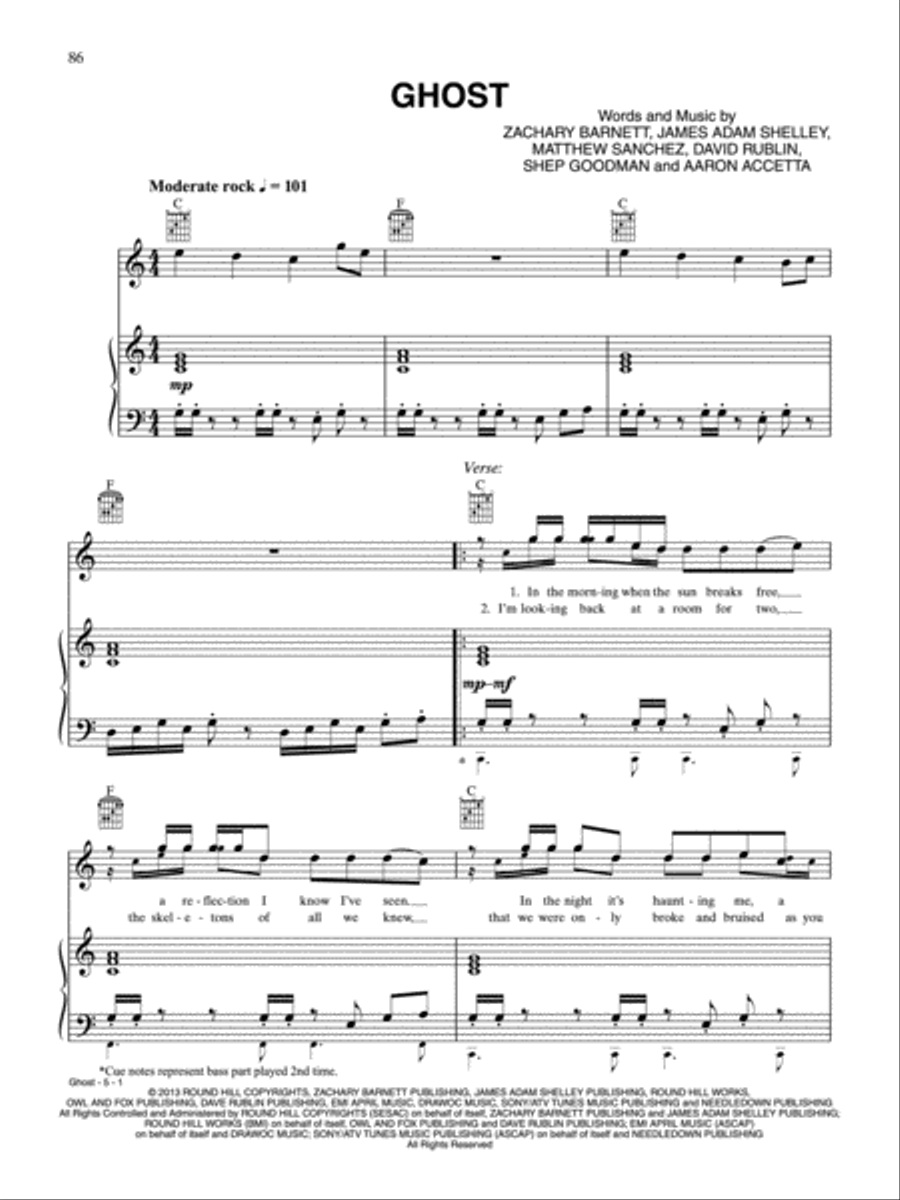 Ghost Ghost Piano, Vocal, Guitar scores gallery preview page 1