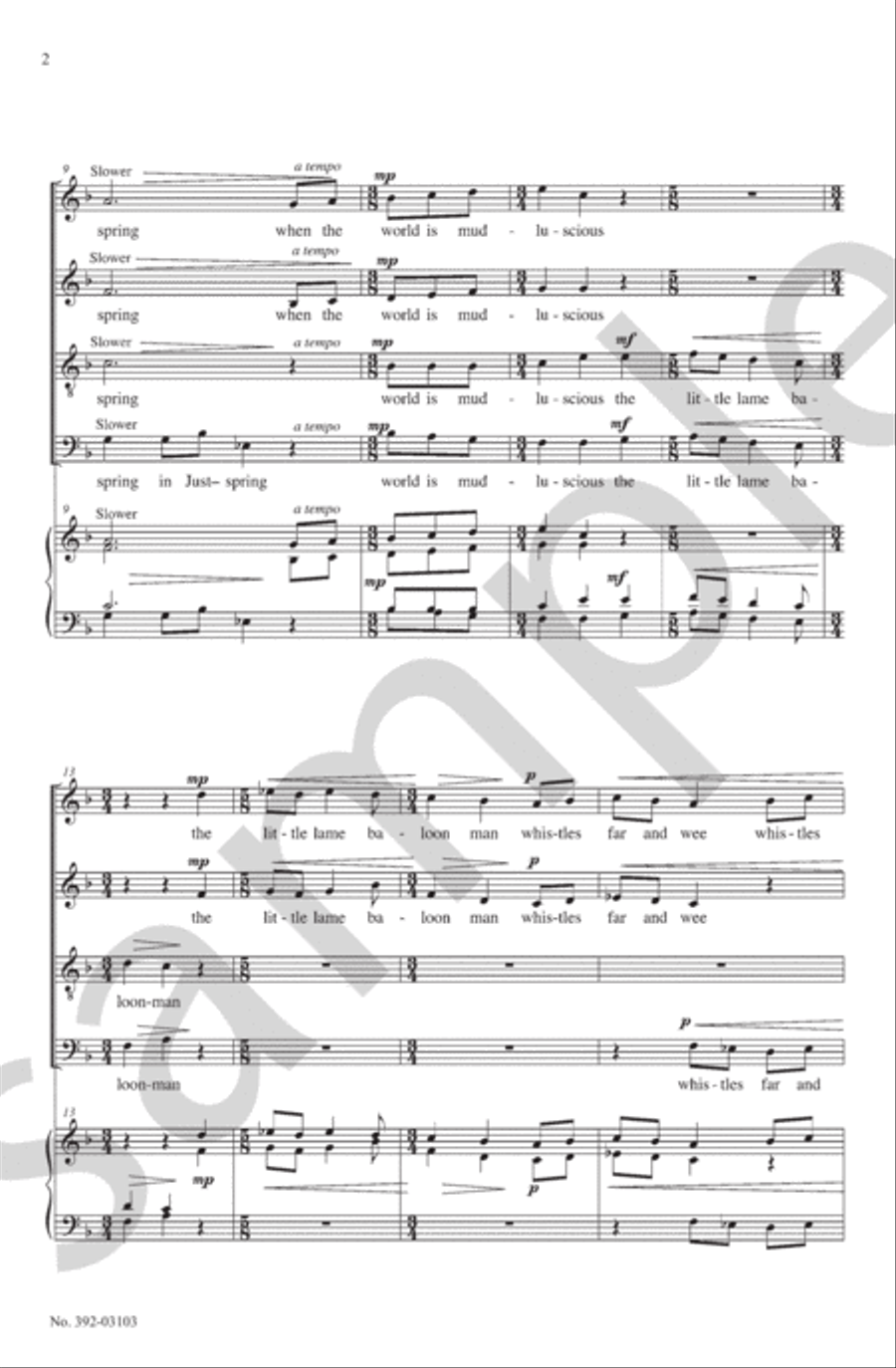 4 e e cummings Songs 4-Part scores gallery preview page 4