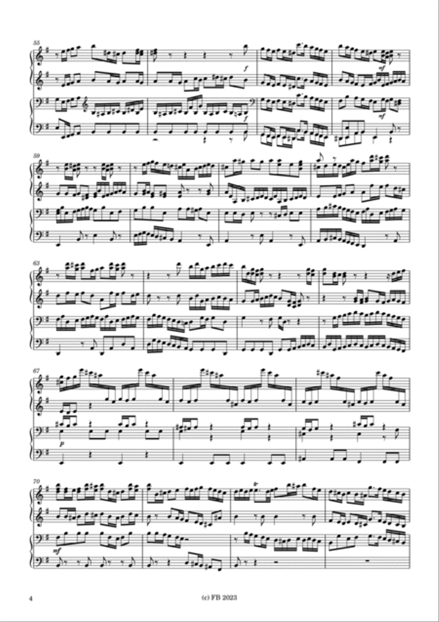 Brandenburgisches Konzert Nr. 3 G-Dur 1. Satz BWV 1048 (four hands organ duet) Chamber Music scores gallery preview page 4