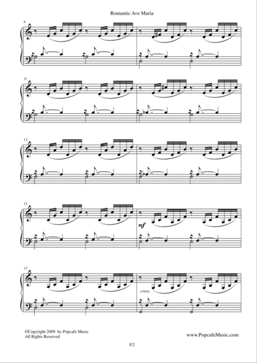 Romantic Ave Maria - Famous Piano Music No.7 4-Part scores gallery preview page 2