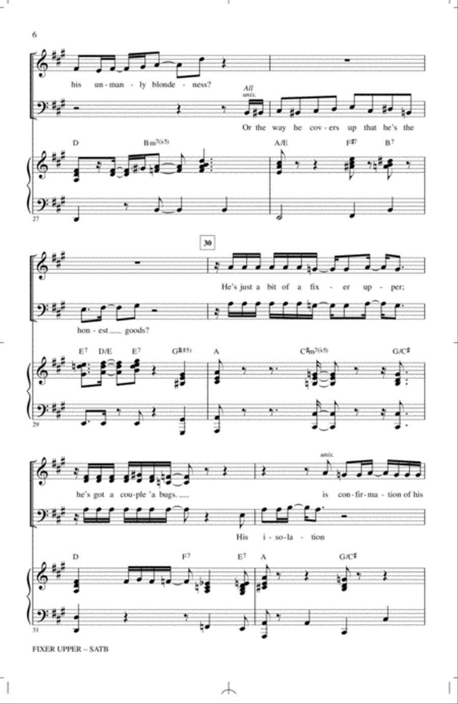 Fixer Upper (from Disney's Frozen) (arr. Audrey Snyder) 4-Part scores gallery preview page 5
