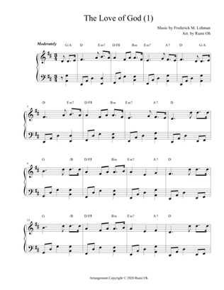 [The Love of God] Favorite hymns arrangements with 3 levels of difficulties for beginner and interme