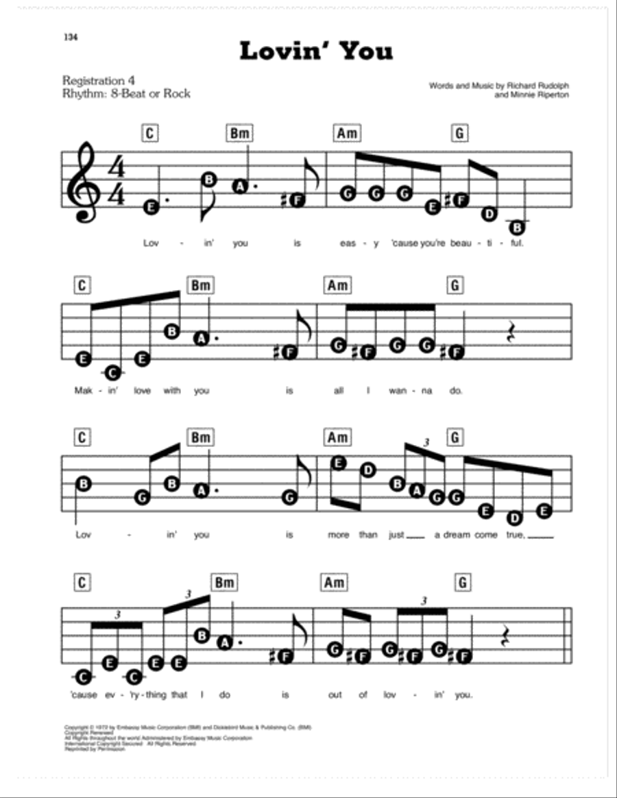 Lovin' You Electronic Keyboard scores gallery preview page 1