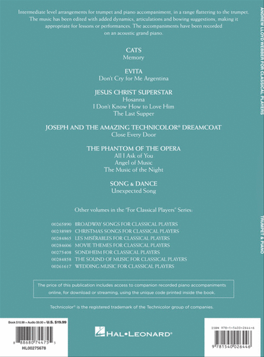 Andrew Lloyd Webber for Classical Players – Trumpet and Piano Trumpet Solo scores gallery preview page 7