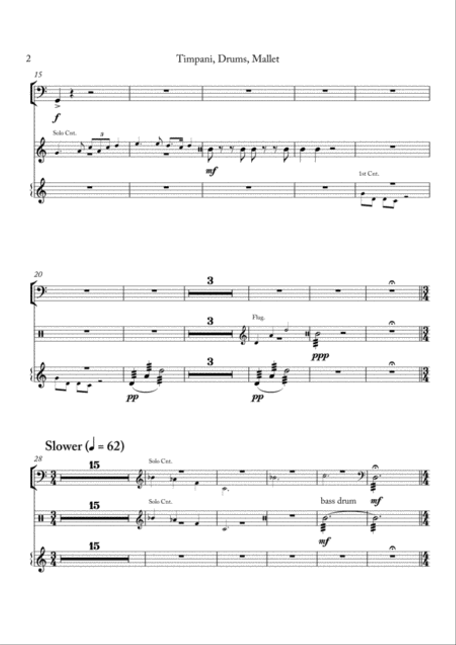 Carson Cooman: Pittsburgh Rhapsody (2008) for brass band, timpani-drums-mallets part Brass Band scores gallery preview page 2