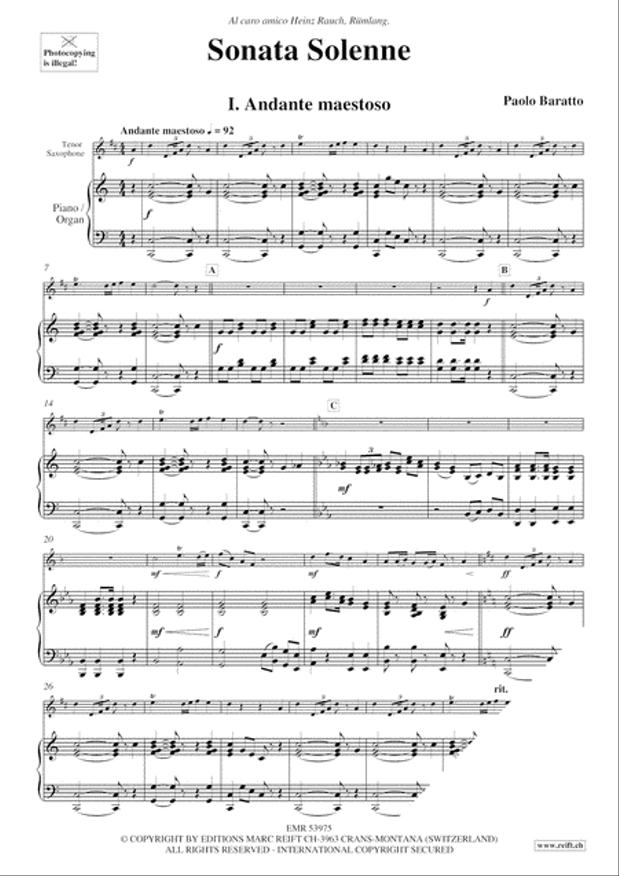 Sonata Solenne Tenor Saxophone scores gallery preview page 4
