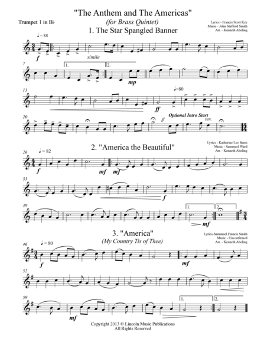 The U.S. National Anthem and The Americas (for Brass Quintet) Brass Quintet scores gallery preview page 5